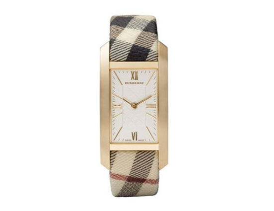 巴宝莉女士经典格纹矩形表盘奢华手表，售价395美元。