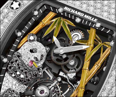 Richard Mille时尚品牌新款熊猫图案珠宝腕表
