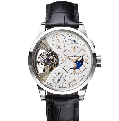 积家Duomètre Sphérotourbillon Moon双翼立体双轴陀飞轮月相腕表 表壳为铂金