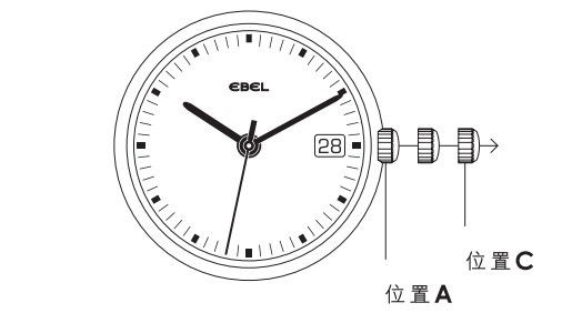 Ebel玉宝自动表上弦方法、时间和日期设定方法、注意事项