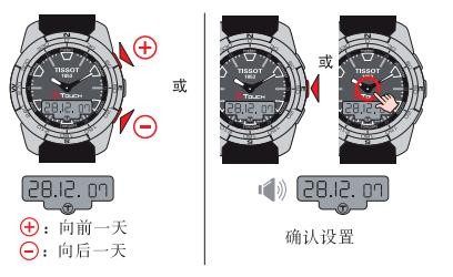 天梭 T-Touch Expert 腕表时间和日期设置方法