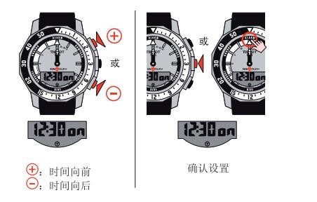 天梭潜智系列腕表时间、日期和响闹设置方法