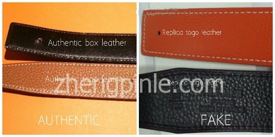 真假Hermes皮带皮质对比