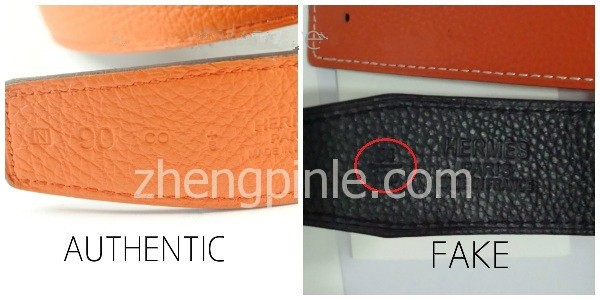 真假Hermes皮带上的印章对比