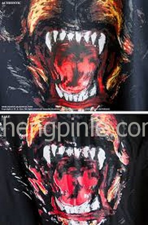 真假纪梵希Givenchy T恤印染效果对比图一